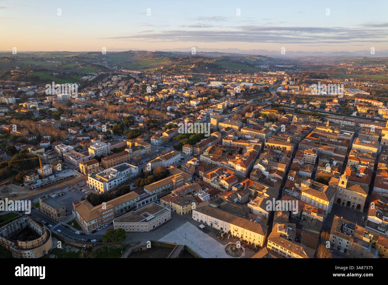 Veduta aerea del foro Annonario a Senigallia Foto Stock