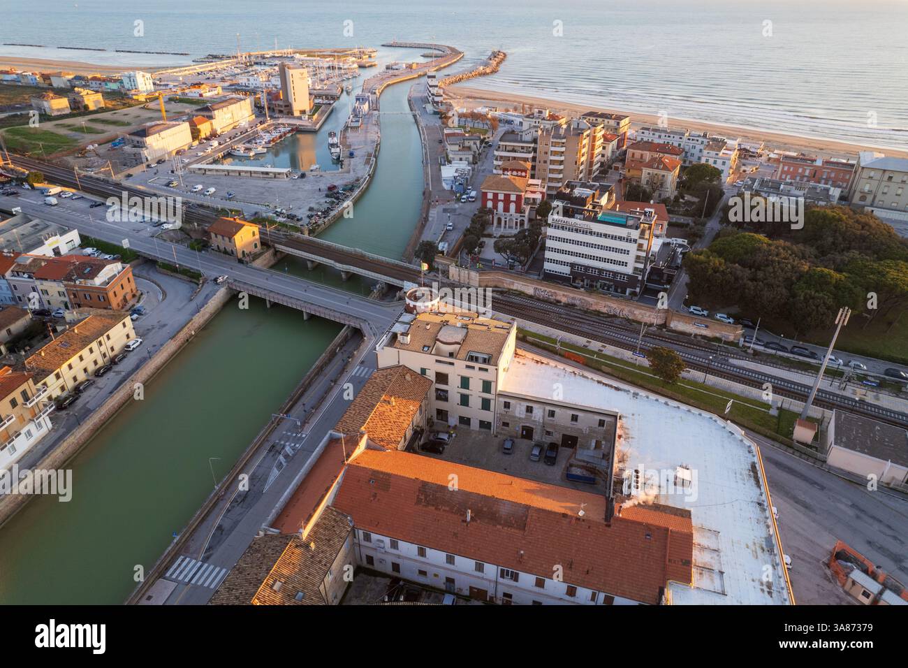Veduta aerea del foro Annonario a Senigallia Foto Stock