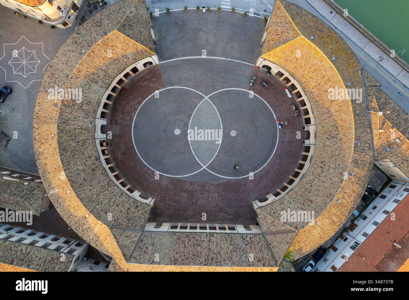 Veduta aerea del foro Annonario a Senigallia Foto Stock