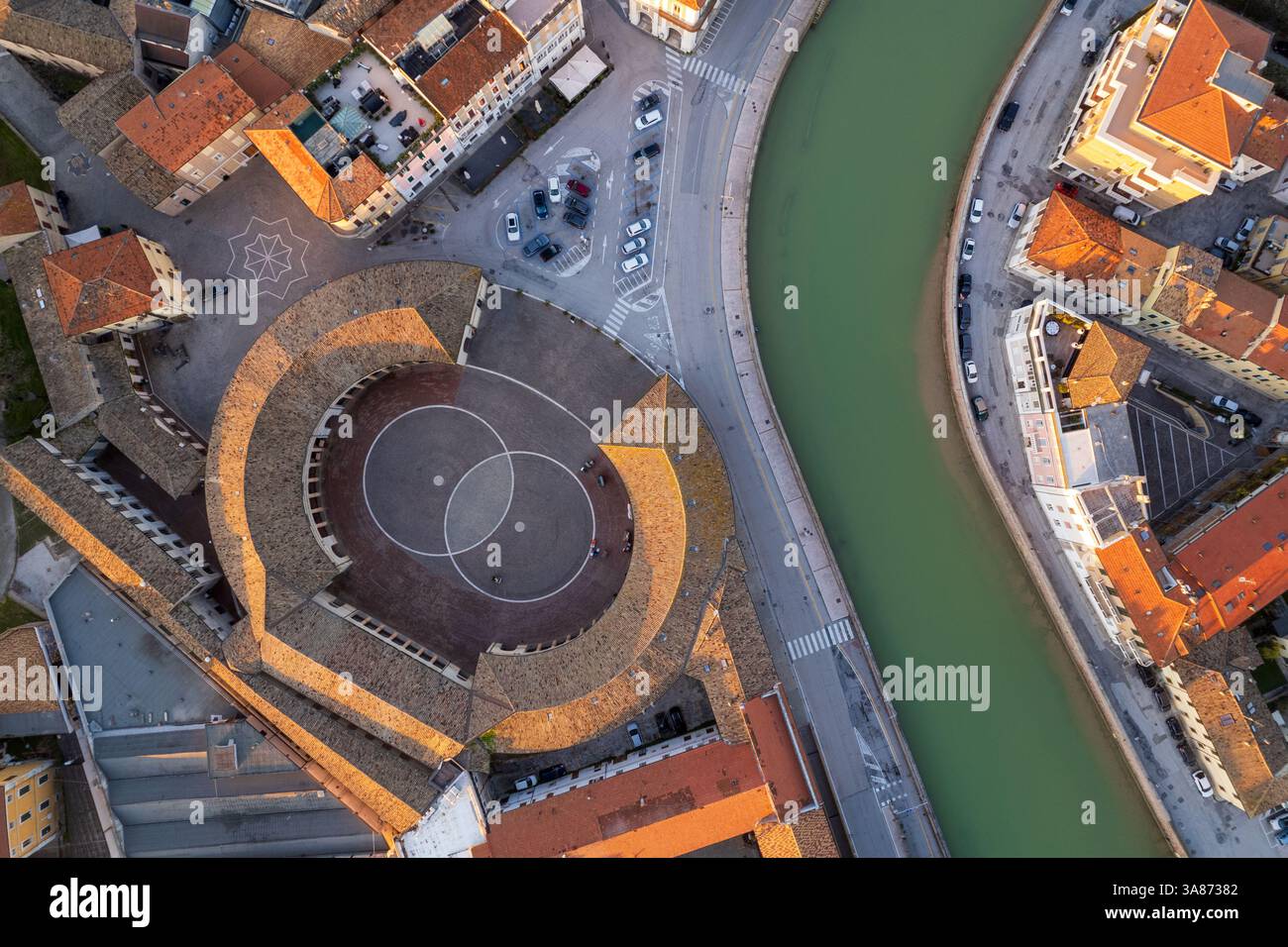 Veduta aerea del foro Annonario a Senigallia Foto Stock