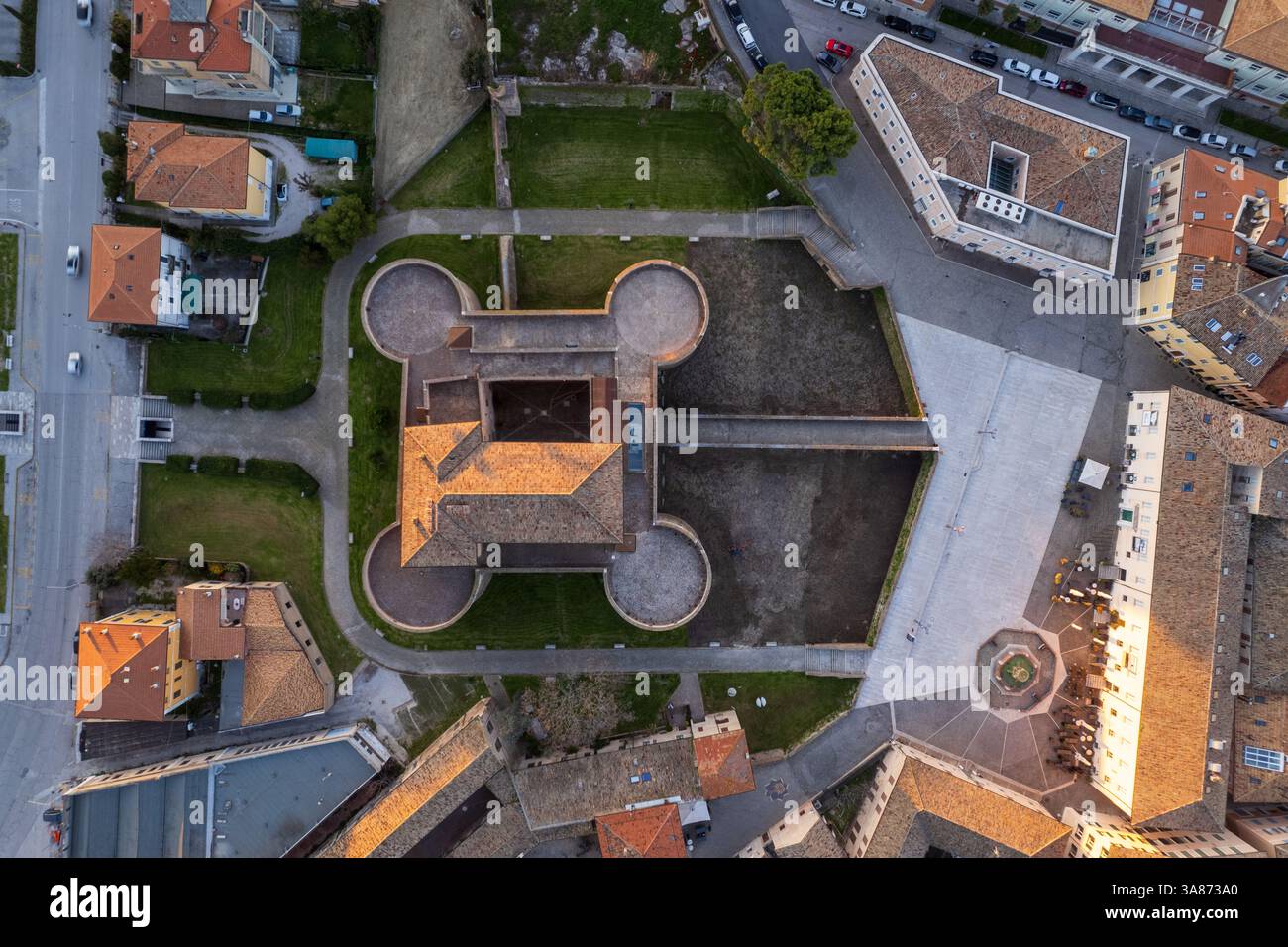 Veduta aerea del foro Annonario a Senigallia Foto Stock