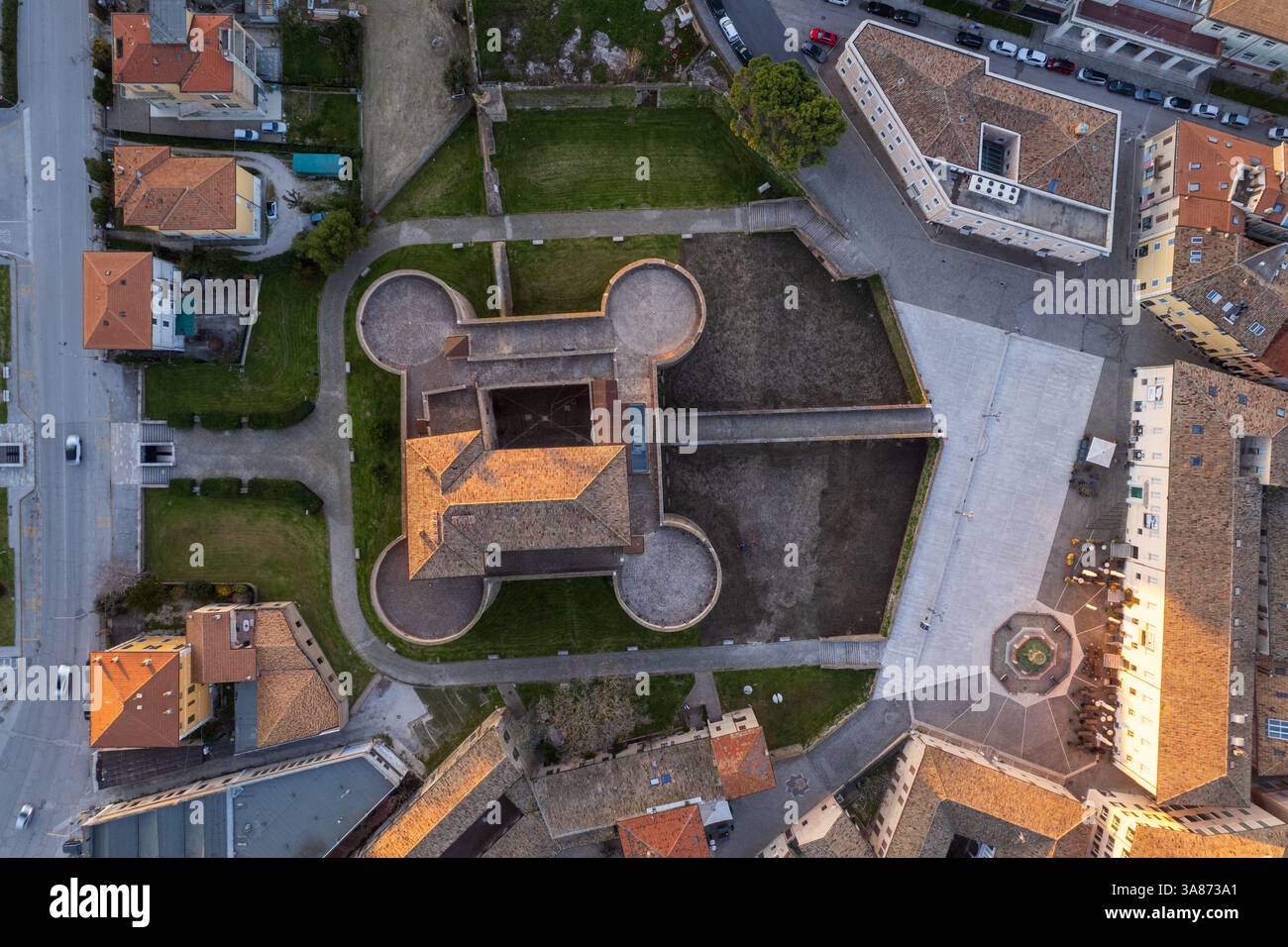 Veduta aerea del foro Annonario a Senigallia Foto Stock