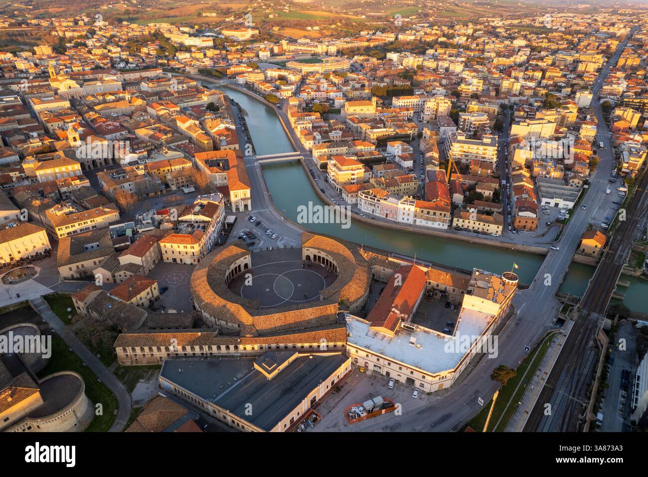 Veduta aerea del foro Annonario a Senigallia Foto Stock