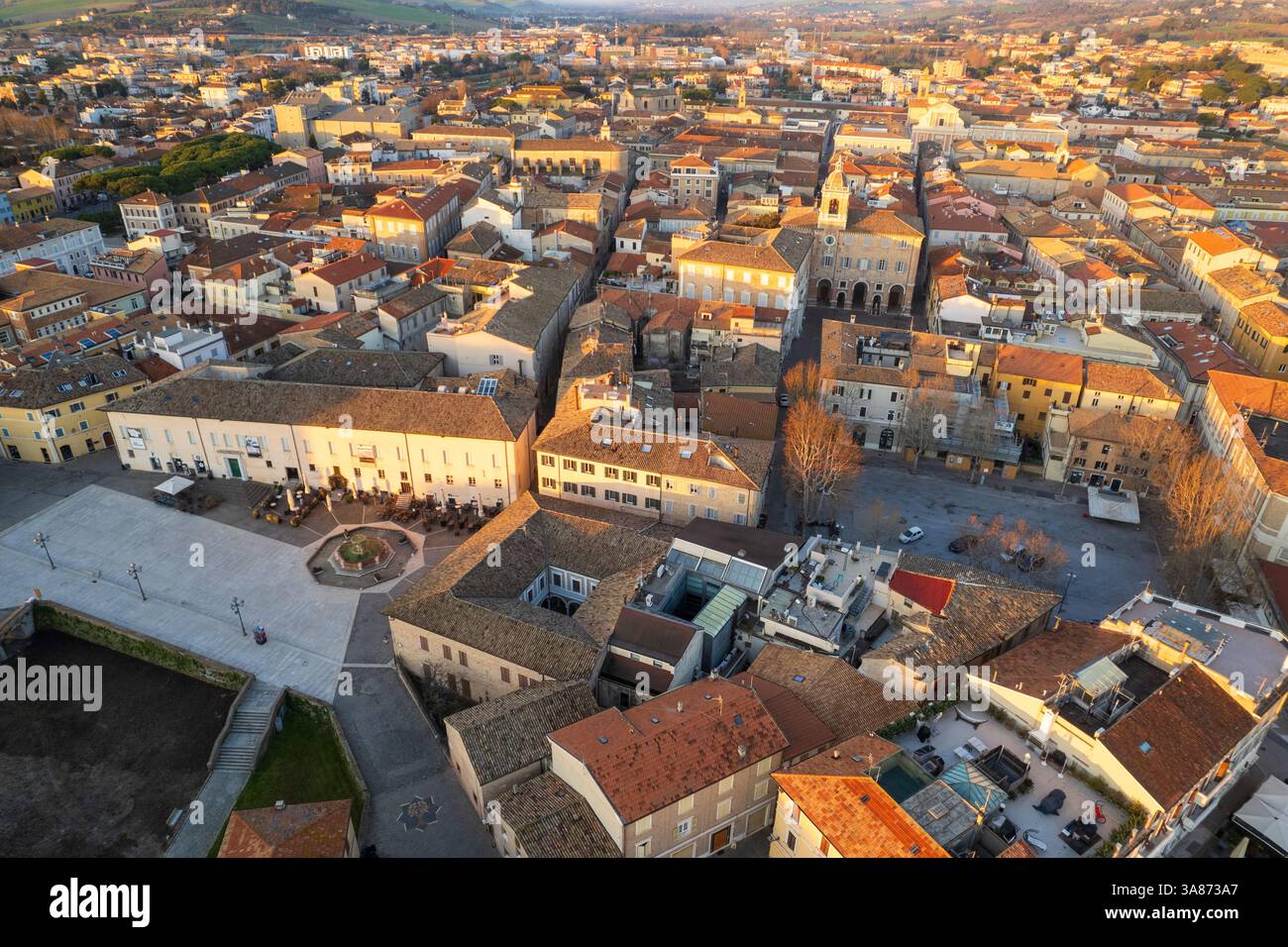 Veduta aerea del foro Annonario a Senigallia Foto Stock