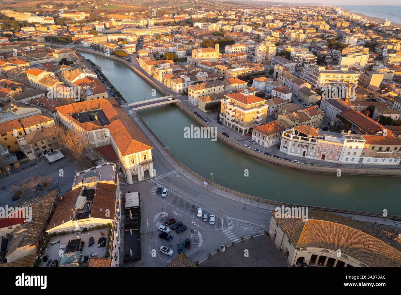 Veduta aerea del foro Annonario a Senigallia Foto Stock