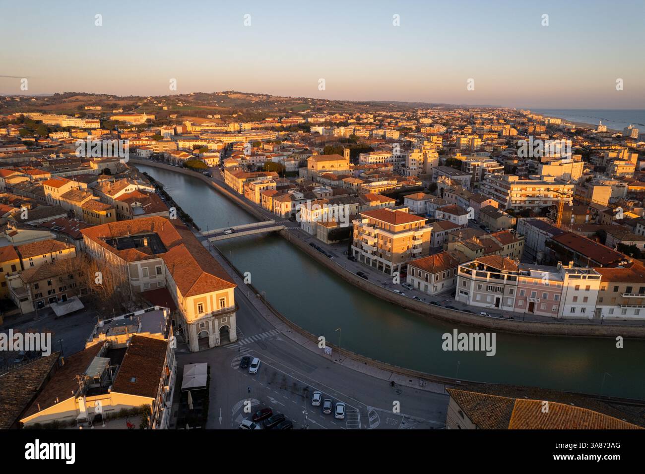 Veduta aerea del foro Annonario a Senigallia Foto Stock