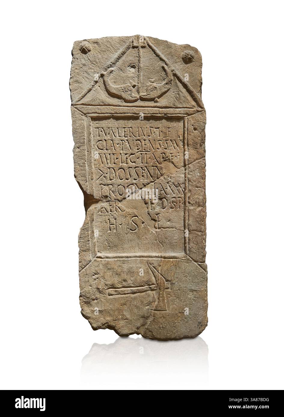 Lapide romana di Tito Valerio Pudens un soldato romano, i secolo d.C., Lincoln Inghilterra. British Museum di Londra. inv 1853.11-8.1 la lapide è di ti Foto Stock