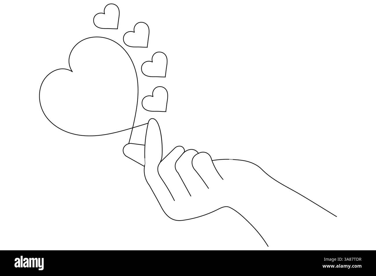 Forma d'amore disegno continuo su una linea di disegno di forma rigida contorno linea vettoriale Illustrazione Vettoriale