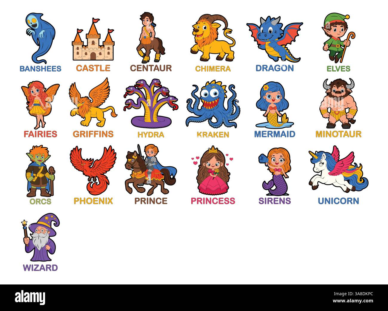 Un'illustrazione vettoriale di Cartoon dei personaggi fantasy Illustrazione Vettoriale