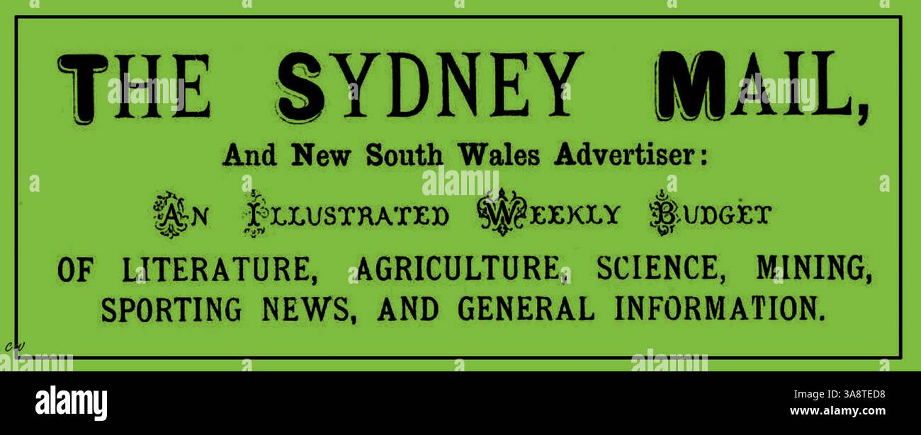 Un annuncio per il quotidiano Sydney mail and New South Wales Advertiser, Sydney Australia nel 1884. ( Pubblicato tra il 4 marzo 1871 e il 3 aprile 1912 ogni sabato da John Fairfax e Sons ). Era in effetti l'edizione settimanale del Sydney Morning Herald. Foto Stock