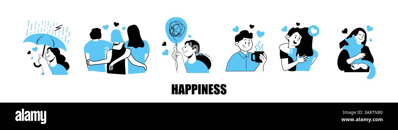 Concetto di illustrazione di relazioni sane e felicità Foto Stock