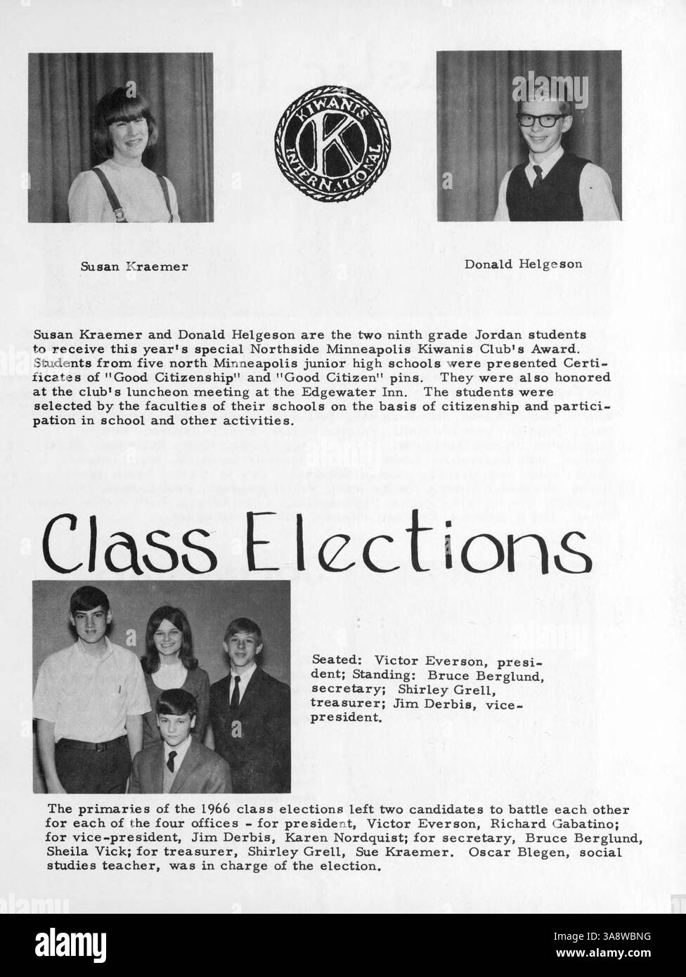 Questo annuario documenta l'anno scolastico 1965-1966 di Jordan Jr. High, con studenti, insegnanti ed eventi chiave, con particolare attenzione all'influenza della storia afroamericana nel plasmare l'ambiente scolastico. Foto Stock