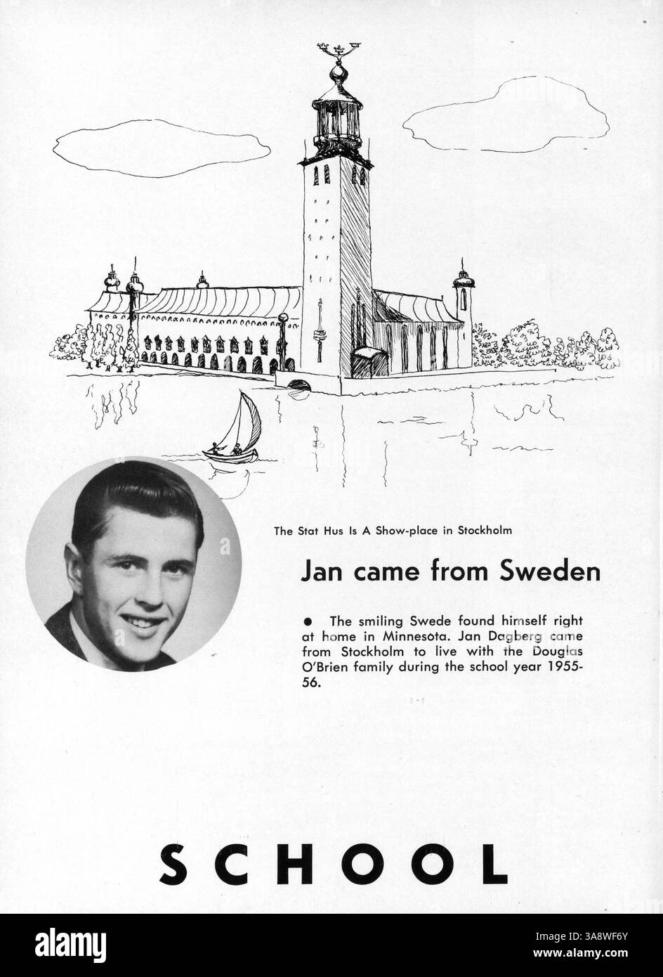 Questo annuario, "Guerriero" del 1957, racchiude l'anno scolastico 1956-1957 alla Hopkins High School, con risultati per studenti e docenti, atletica e attività extracurriculari. Una sezione speciale è dedicata all'American Field Service, che mette in evidenza le esperienze degli studenti all'estero. Foto Stock