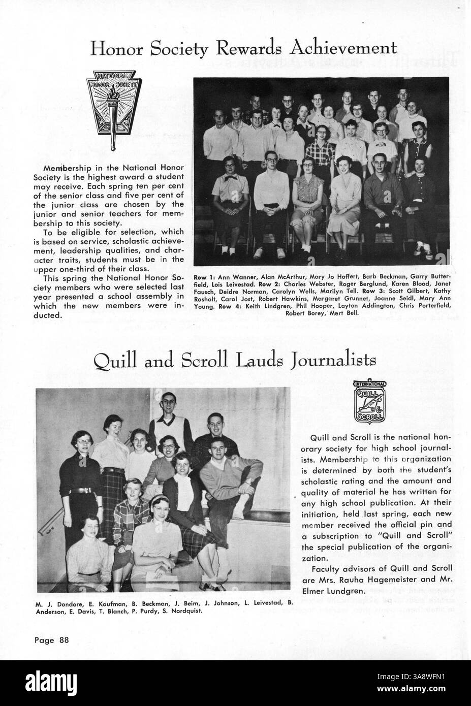 L'annuario "Whigrean" del 1954 cattura l'essenza della vita studentesca, del coinvolgimento degli insegnanti e dello spirito scolastico della Edina-Morningside High School durante l'anno accademico 1953-1954, concentrandosi sulle attività extracurriculari e sugli sport. Foto Stock