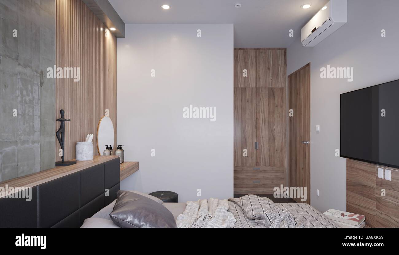 3D render di camera di albergo Foto Stock