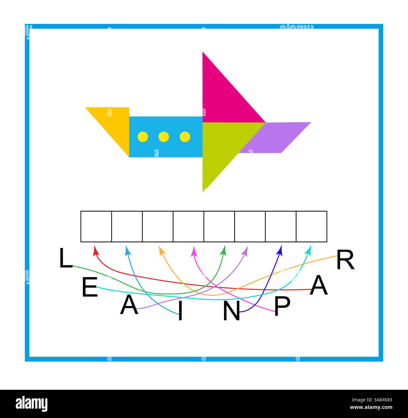 Puzzle per bambini. Legga la parola. Illustrazione vettoriale per l'educazione dei bambini. Illustrazione Vettoriale
