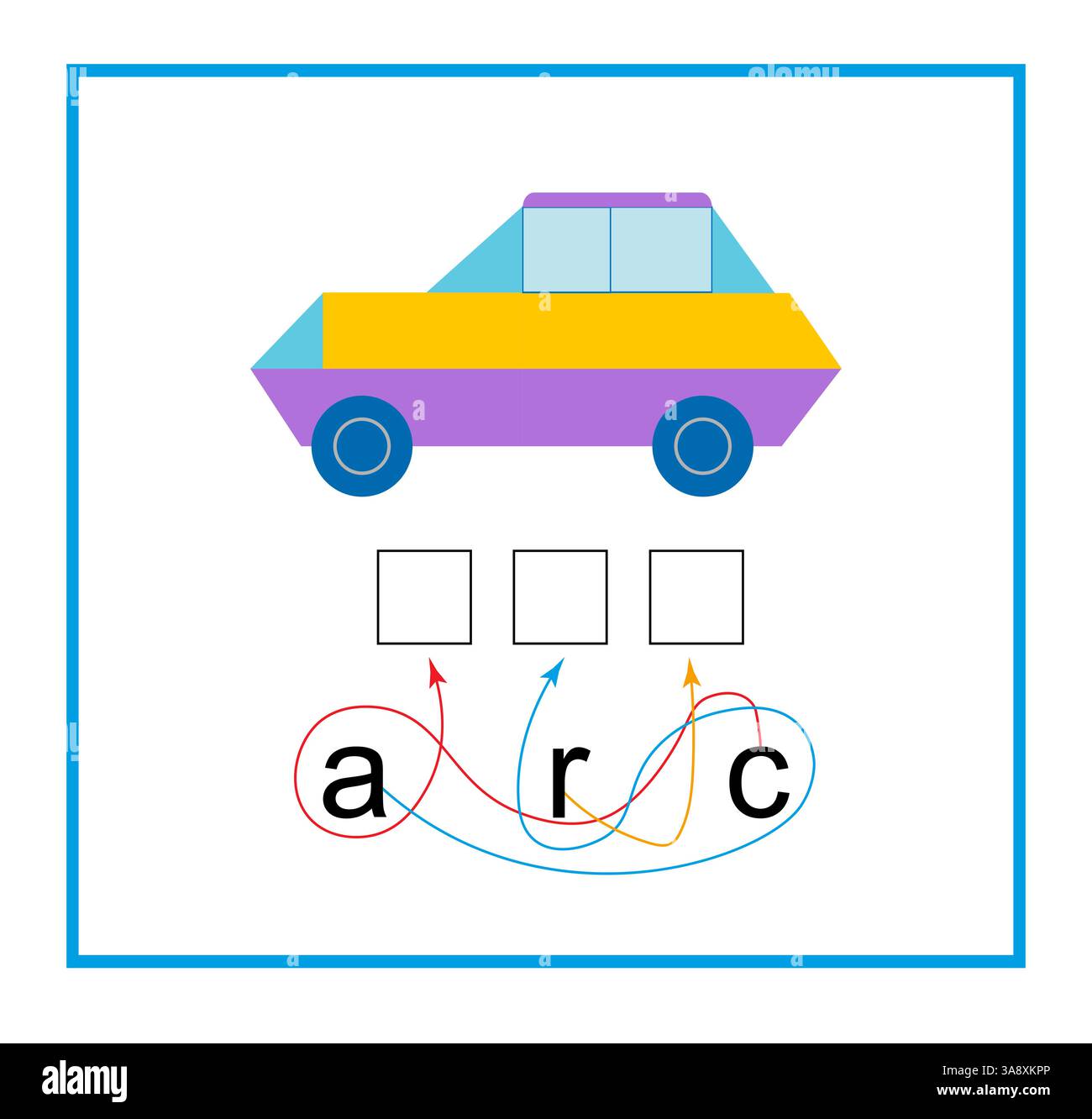 Puzzle per bambini. Legga la parola. Illustrazione vettoriale per l'educazione dei bambini. Illustrazione Vettoriale