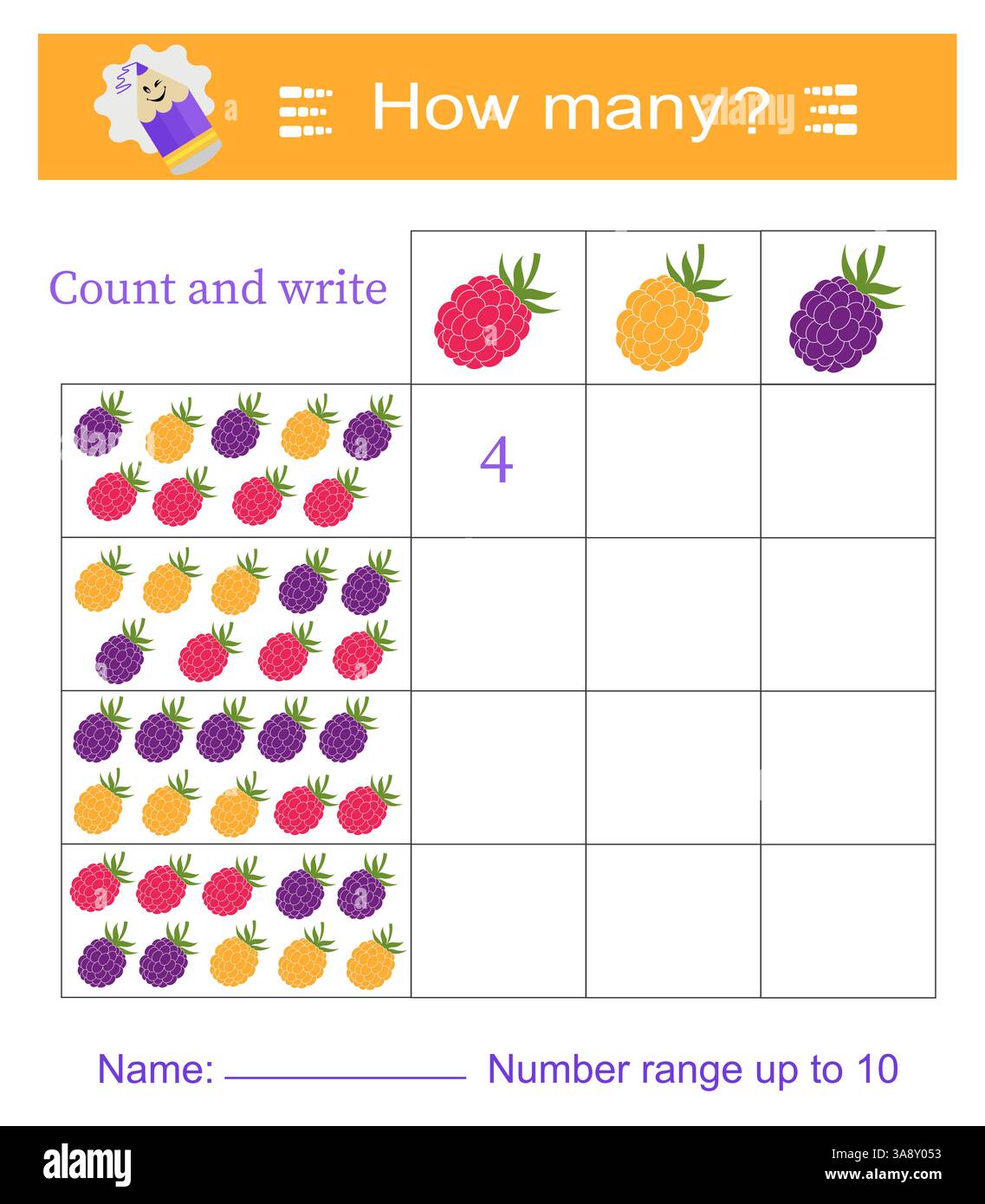 Gioco di matematica per bambini. Quanti? Sviluppo di competenze di calcolo. Illustrazione vettoriale. Illustrazione Vettoriale