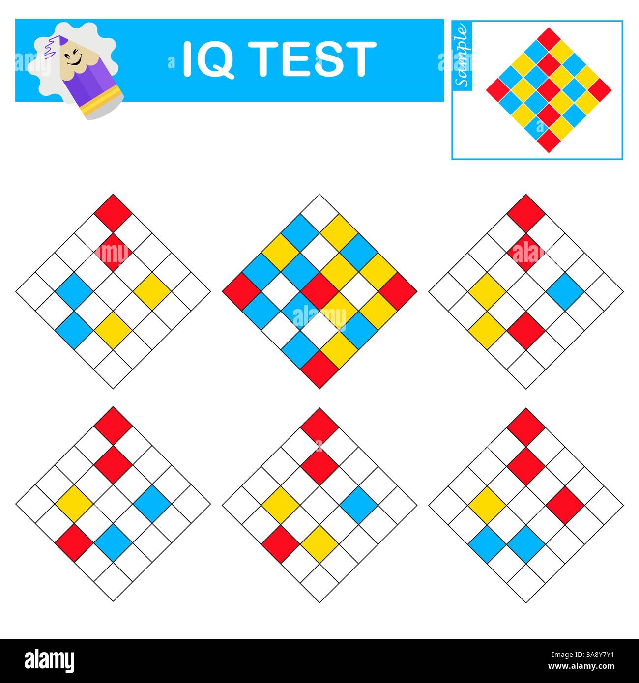 Test di formazione IQ. Gioco di logica per bambini. Attività di attenzione per i bambini. Illustrazione vettoriale. Illustrazione Vettoriale