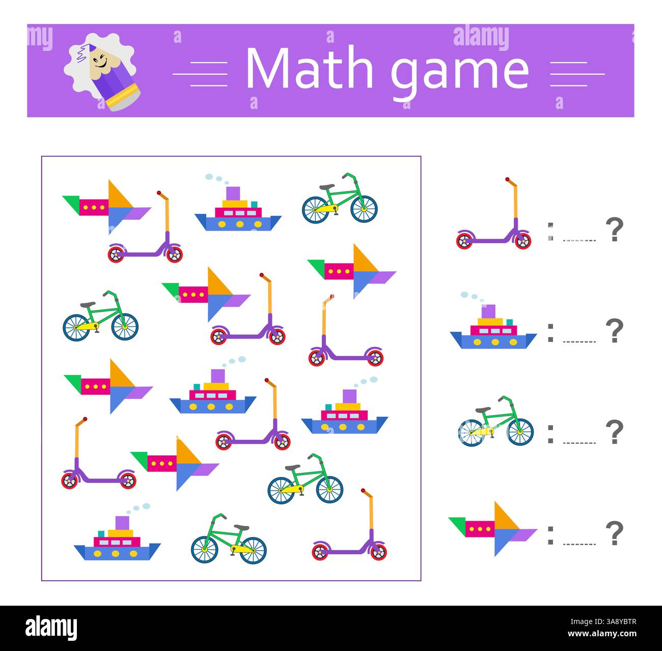Gioco di matematica per bambini in età prescolare e scolare. Materiale educativo per bambini. Foglio di lavoro. Illustrazione vettoriale. Illustrazione Vettoriale