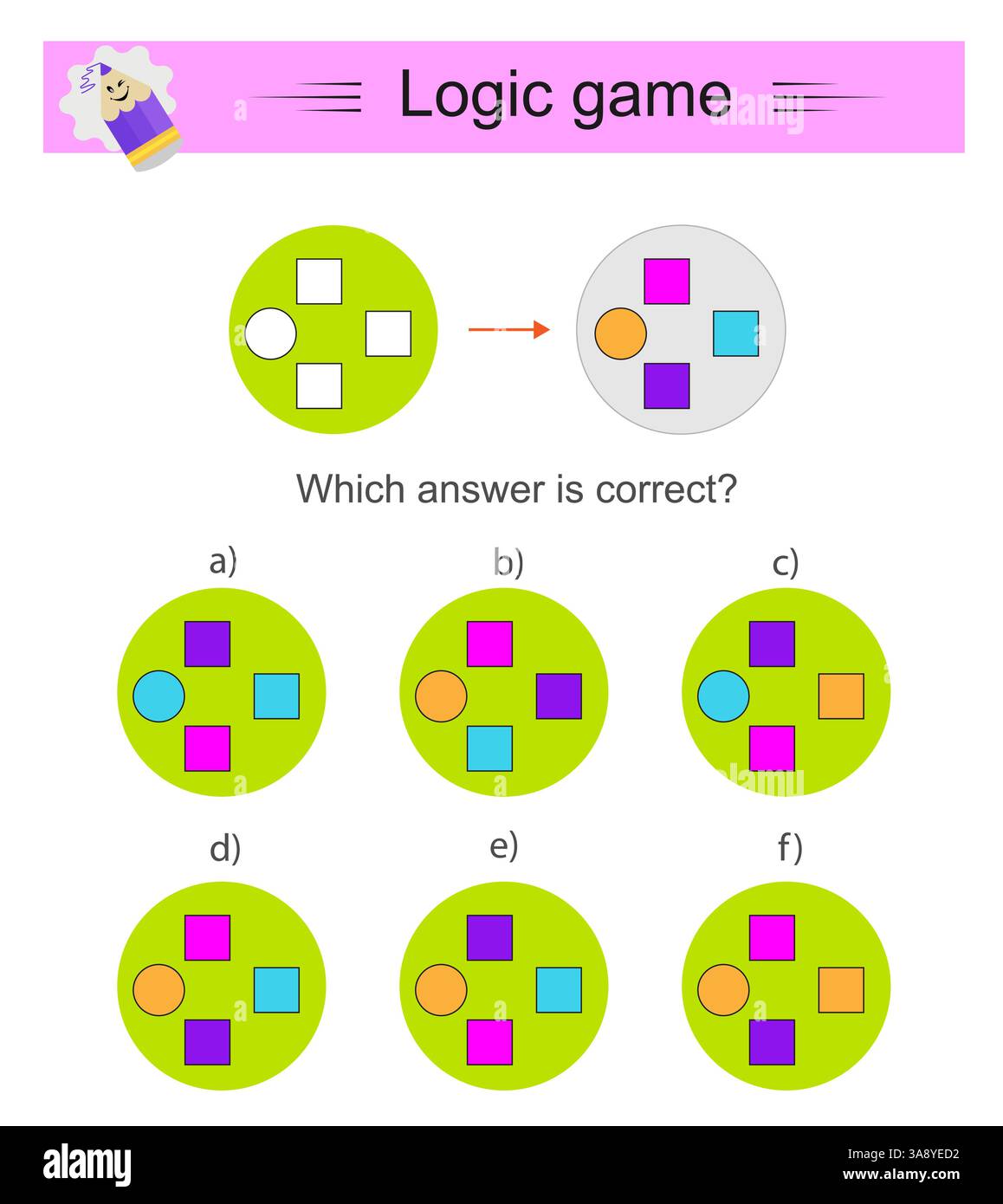 Puzzle logico. Quale vista dall'alto è corretta? Test di formazione IQ. Foglio di lavoro stampabile. Illustrazione vettoriale. La risposta è D. Illustrazione Vettoriale