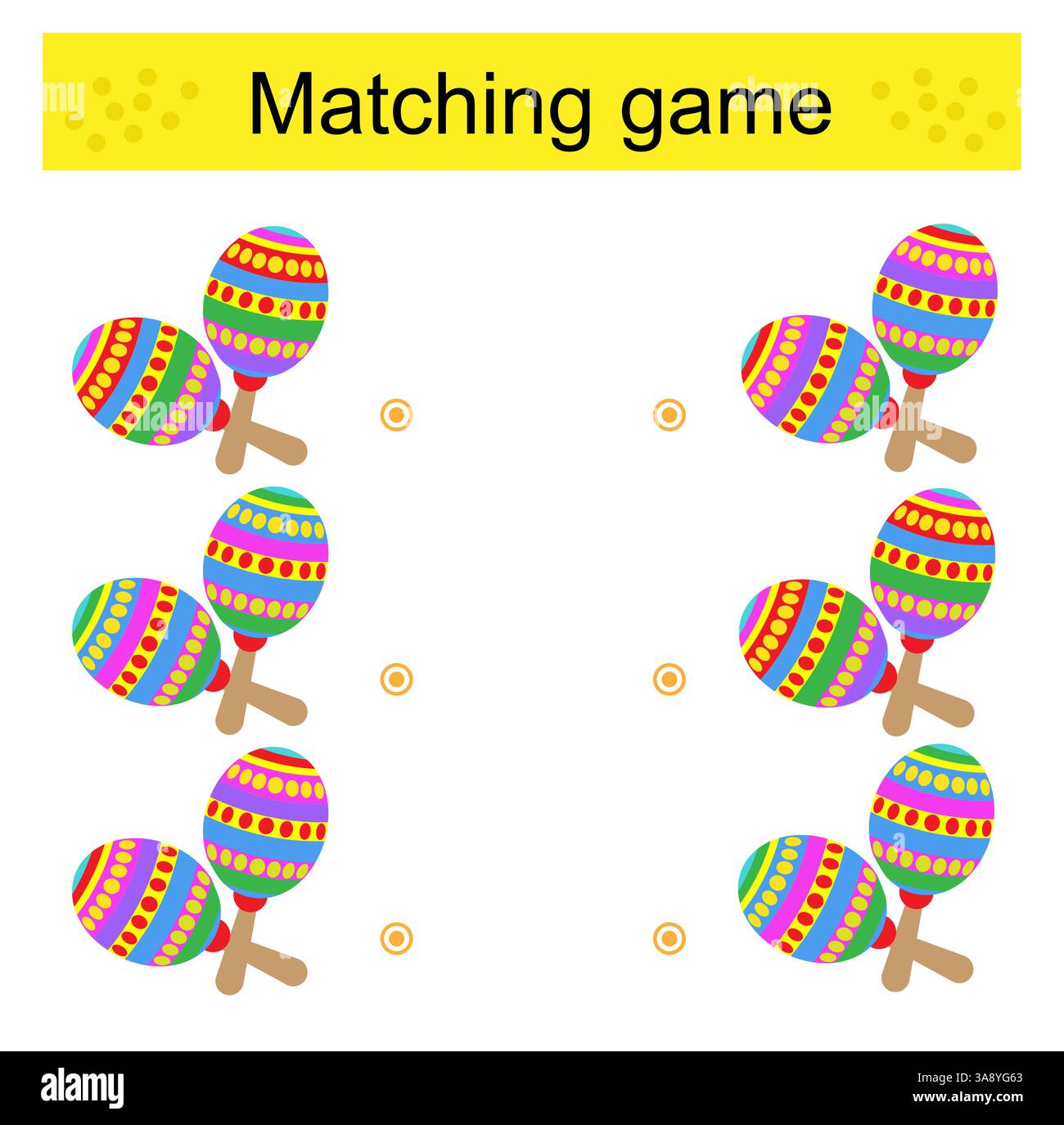 Gioco di abbinamento. Compito per lo sviluppo dell'attenzione e della logica. Illustrazione vettoriale delle maracas. Illustrazione Vettoriale