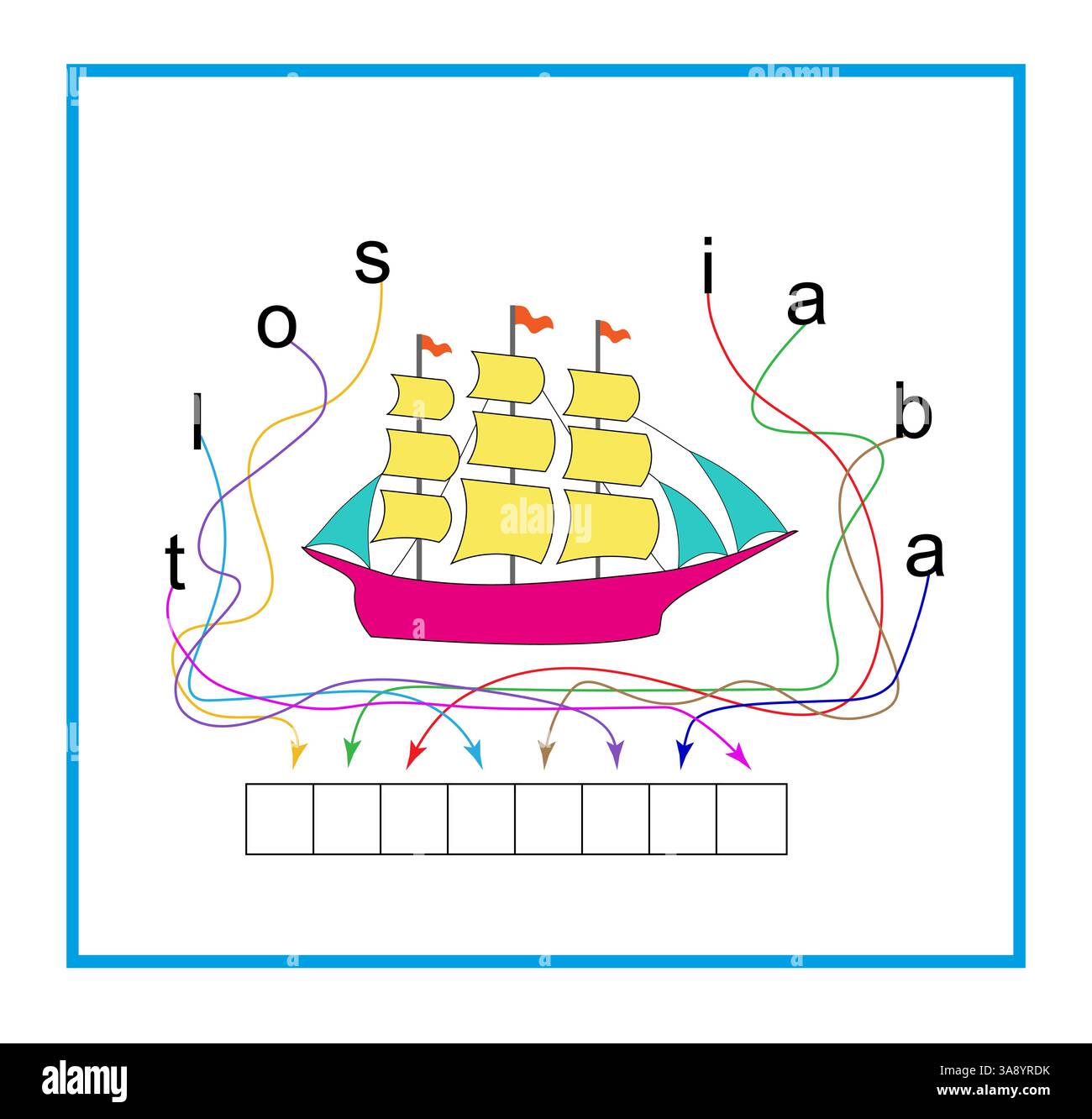 Puzzle per bambini. Legga la parola. Illustrazione vettoriale per l'educazione dei bambini Illustrazione Vettoriale