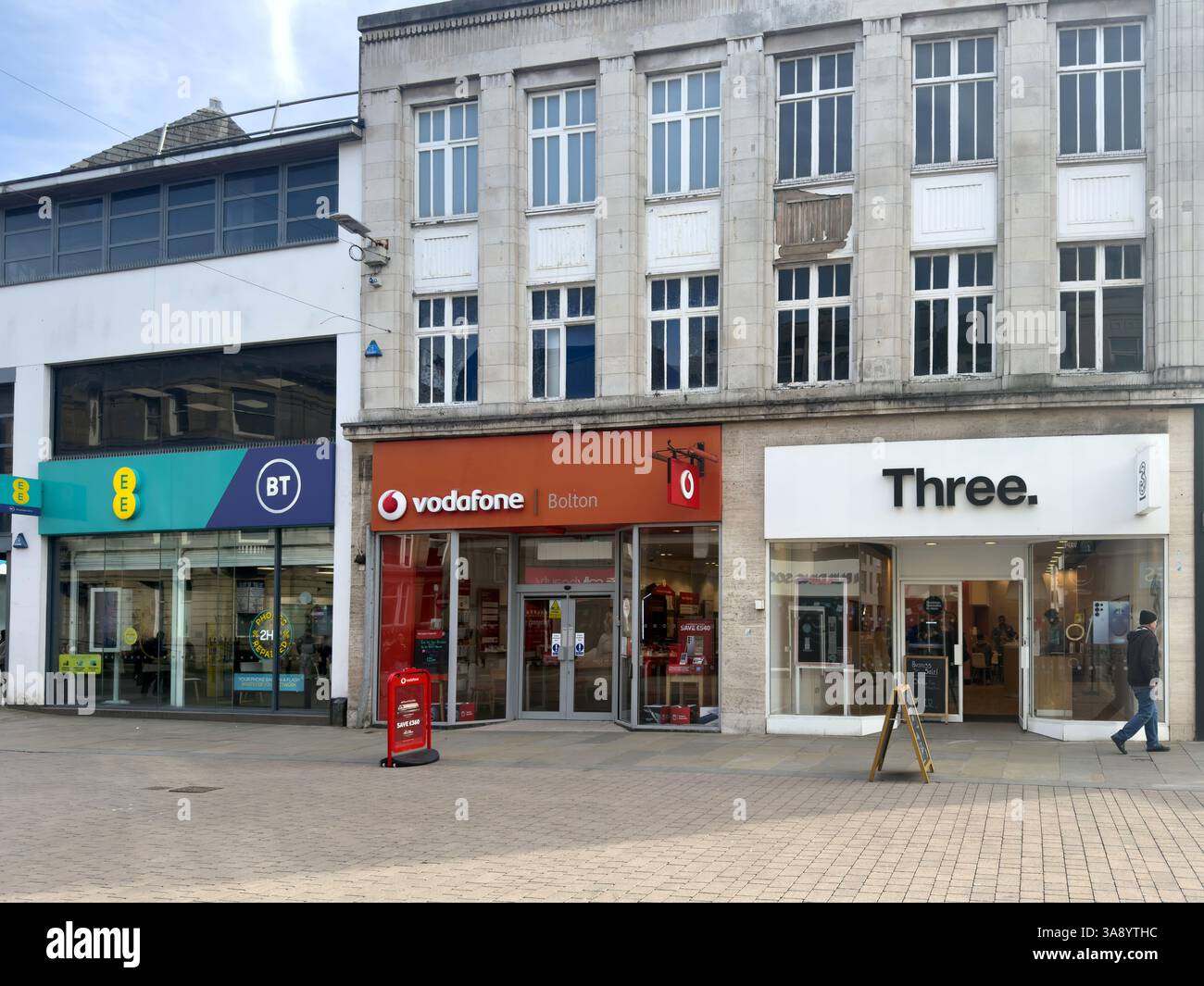 Tre negozi di telefonia a Bolton Lancashire - Immagine stock catturata con smartphone
