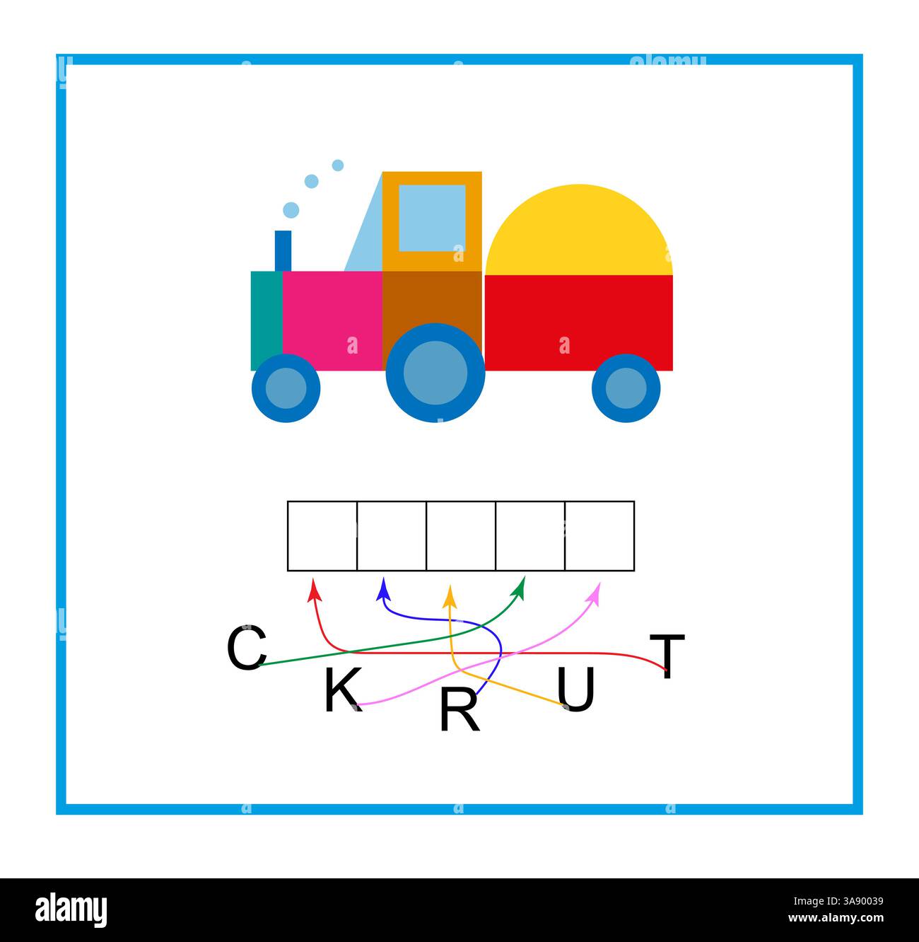 Puzzle per bambini. Legga la parola. Illustrazione vettoriale per l'educazione dei bambini. Illustrazione Vettoriale