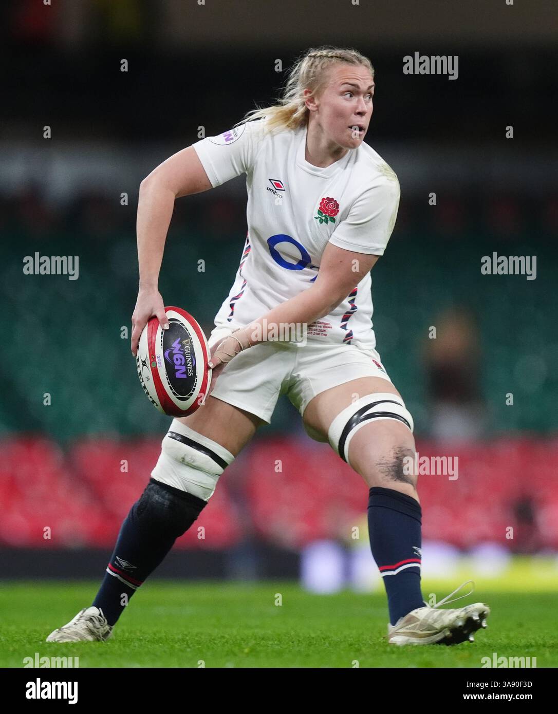 L'inglese Rosie Galligan durante la partita delle sei Nazioni femminili al Principality Stadium di Cardiff. Data foto: Sabato 29 marzo 2025. Foto Stock