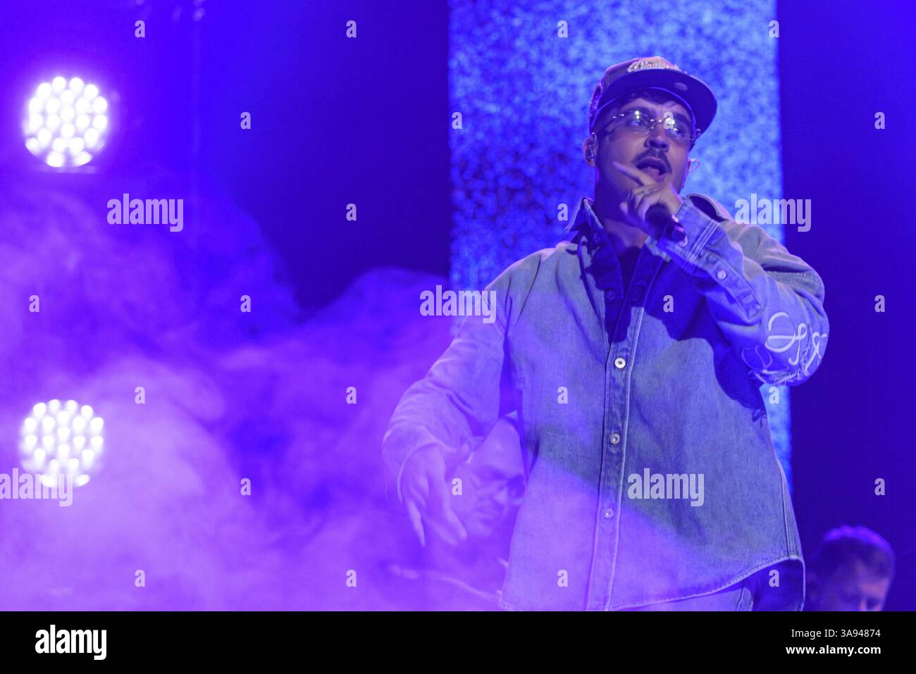 Roma, Italia. 29 marzo 2025. Geolier, vero nome Emanuele Palumbo, si esibisce durante il live del 29 marzo 2025 al Palazzo dello Sport di Roma, Italia Credit: Live Media Publishing Group/Alamy Live News Foto Stock