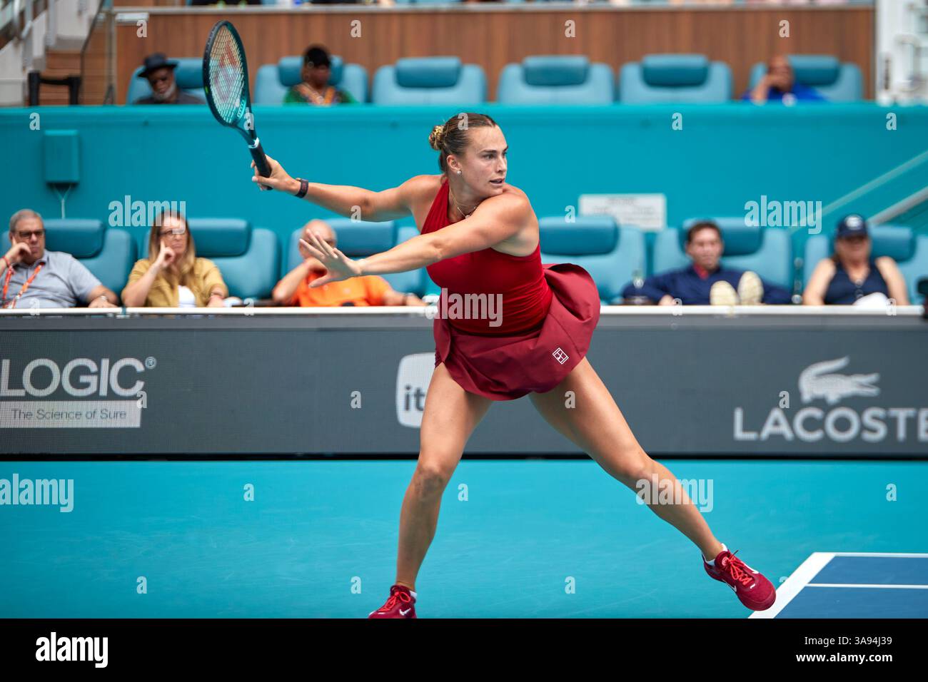 Miami Gardens, Florida, Stati Uniti. 29 marzo 2025. Arina Sabalenka vs Jessica Pegula (USA) durante la Women's Singles - Final al Miami Open 2025. VINCITORE: Arina Sabalenka. Crediti: Yaroslav Sabitov/YES Market Media/Alamy Live News. Foto Stock