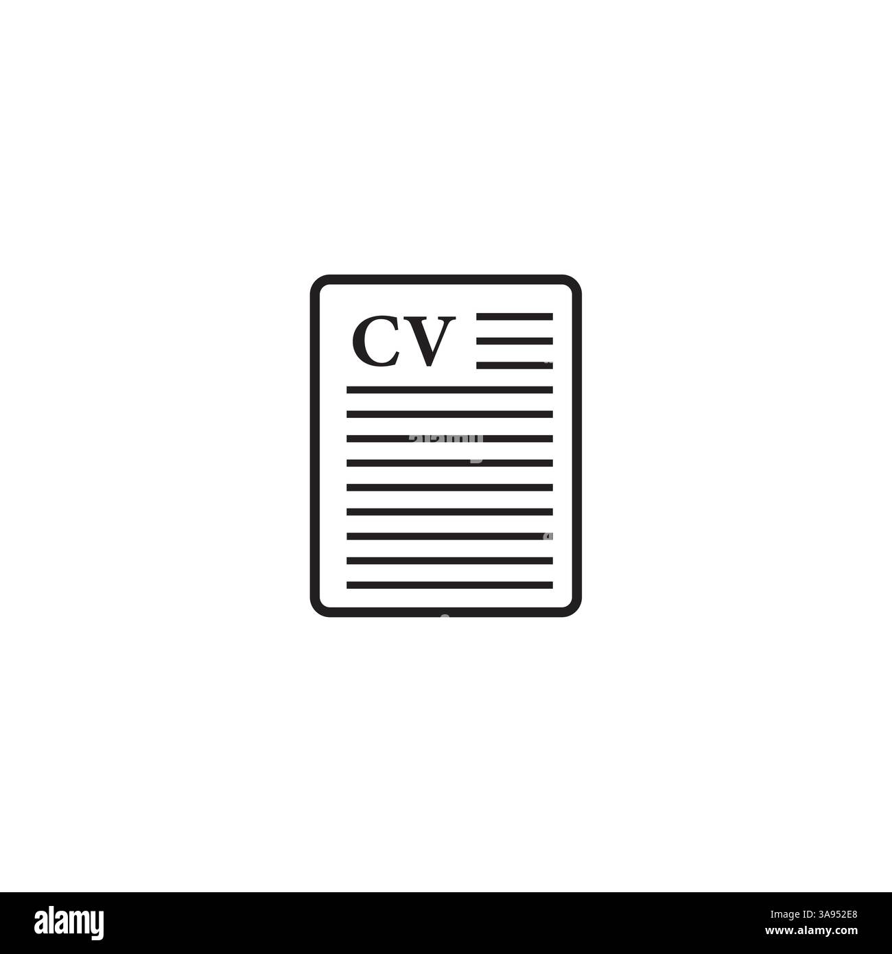 Illustrazione vettoriale del simbolo dell'icona CV piatta. Illustrazione Vettoriale