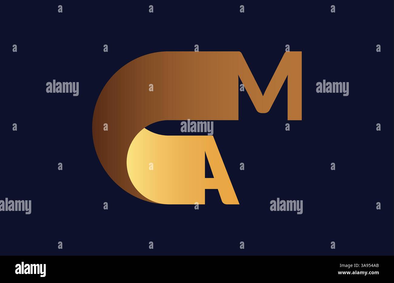 Lettera AM con logo colorato nel cerchio. Illustrazione del logo vettoriale. Illustrazione Vettoriale