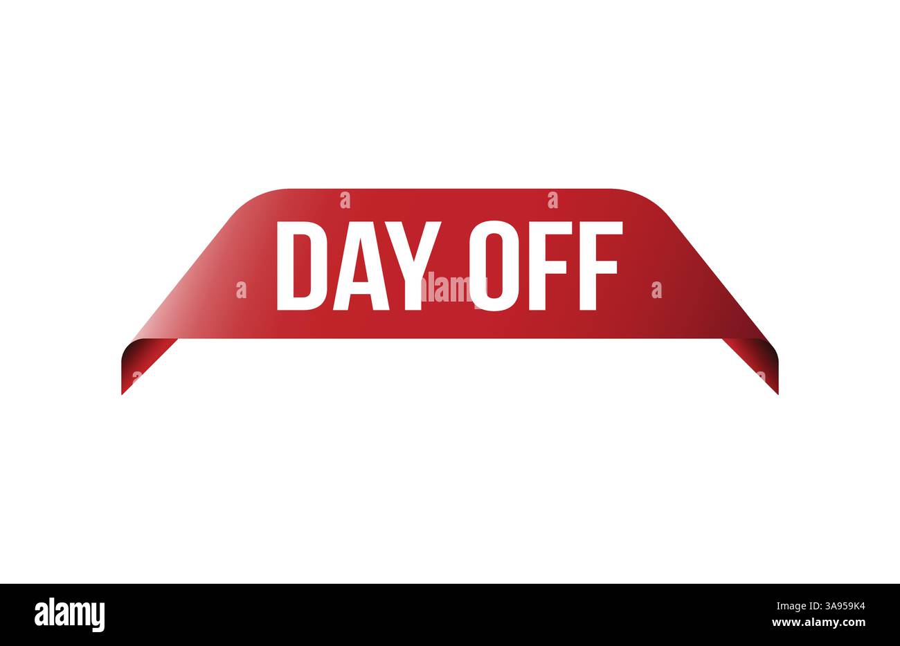Striscione rosso giorno libero su sfondo bianco. Illustrazione Vettoriale