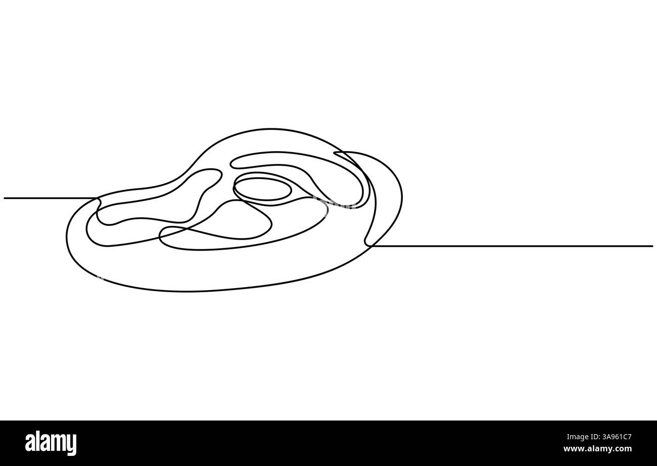 Una linea che disegna le icone del cibo a base di bistecca di manzo, una linea continua di carne di vitello, maiale, manzo, una linea di bistecca di manzo grigliata. Bistecca alla griglia Illustrazione Vettoriale
