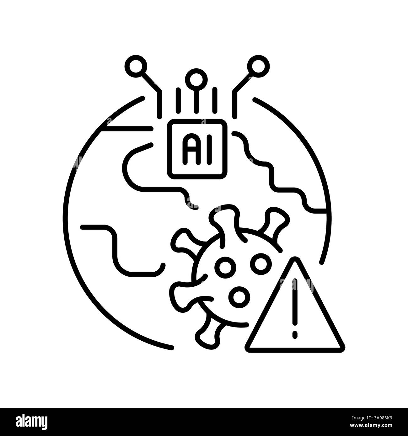 Icona della linea nera delle previsioni sulle epidemie per progetti digitali e stampati. Icone di pulizia minime per applicazioni e siti Web. Icone semplici e moderne per UI UX e. Illustrazione Vettoriale