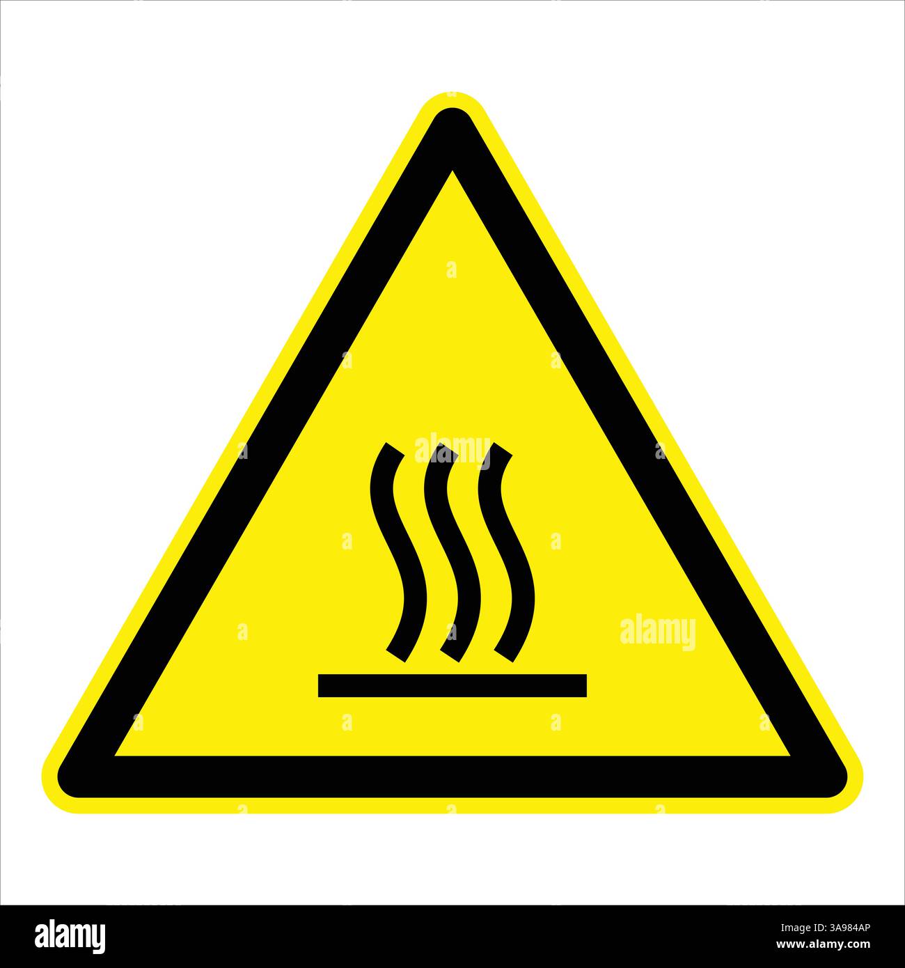 Segnale di avvertimento triangolare giallo che indica una superficie calda, favorendo la sicurezza e la prevenzione delle ustioni Illustrazione Vettoriale