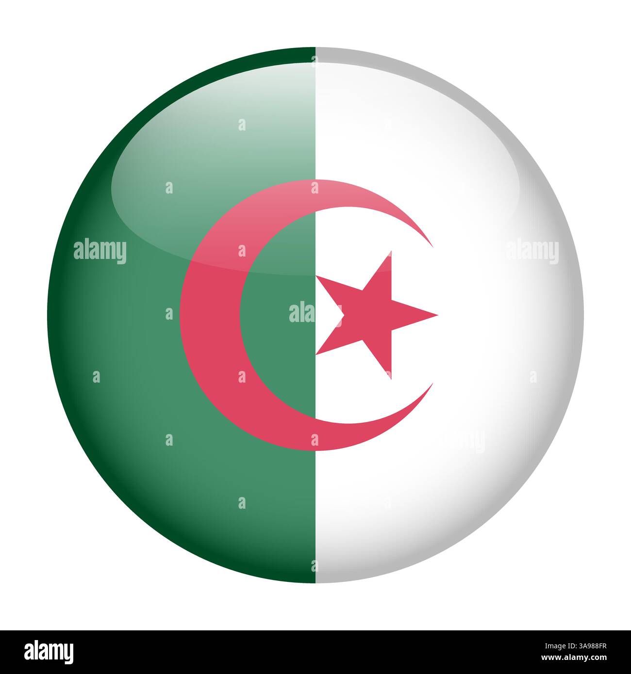 Bandiera dell'Algeria, pulsante rotondo icona lucida Illustrazione Vettoriale