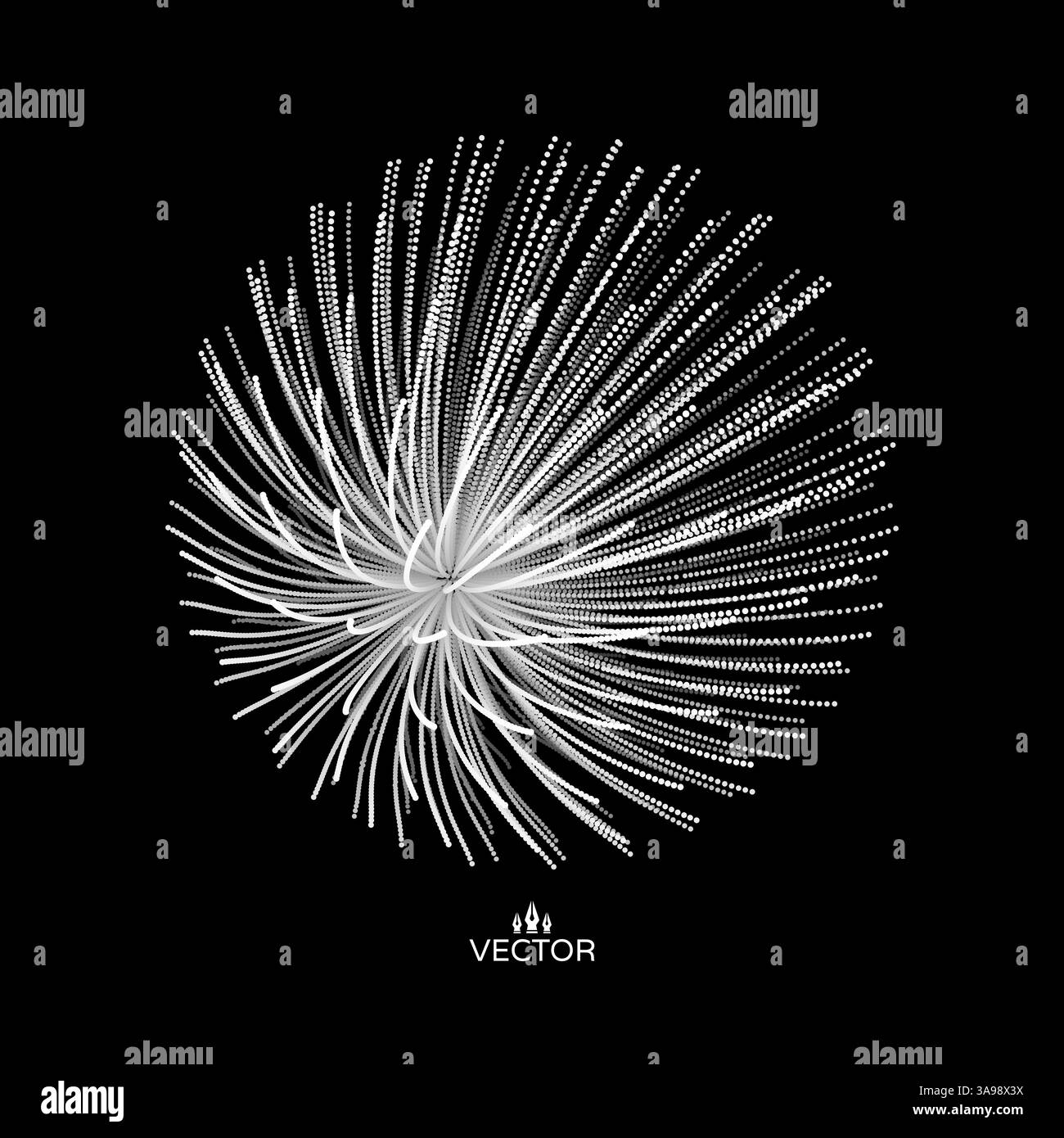 3d sfera astratta. Array con particelle di dinamica. Scienza e tecnologia moderna elemento. Illustrazione Vettoriale. Illustrazione Vettoriale