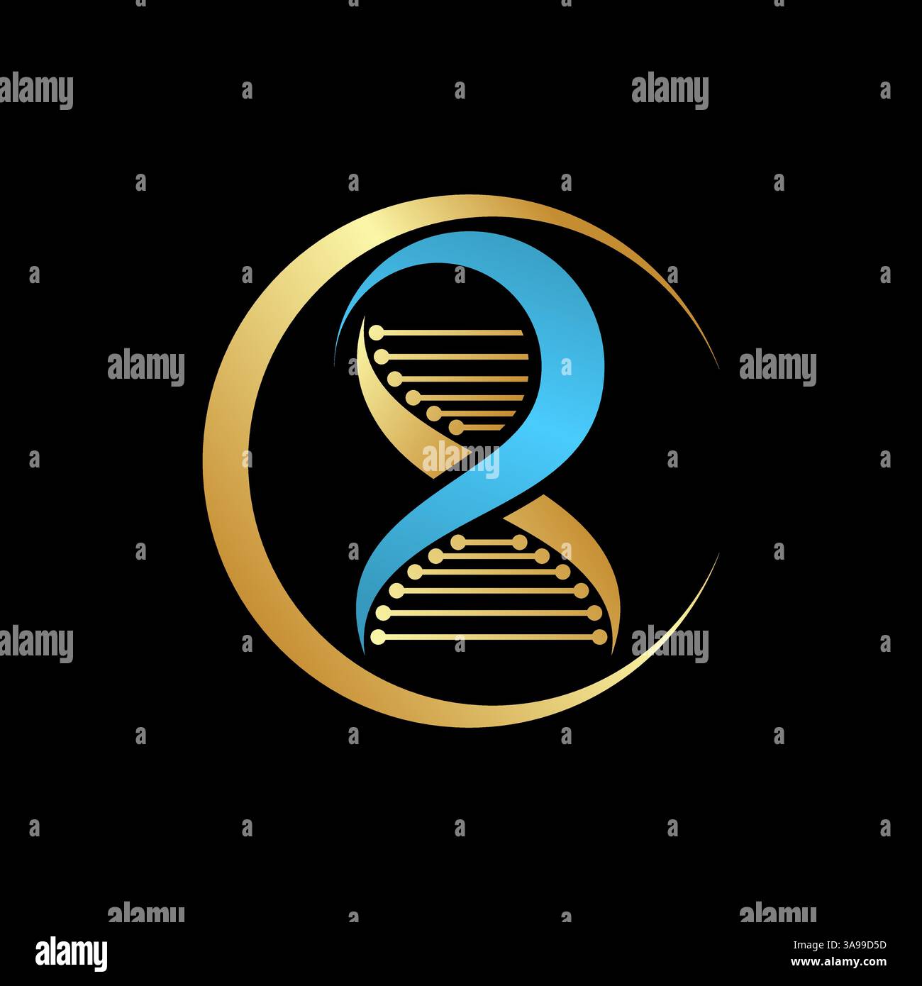 Logo design grafico concept creativo premium vettoriale stock immagine top vendere cerchio Swoosh iniziale R font DNA elica infinità sanità medica cella atomica Illustrazione Vettoriale