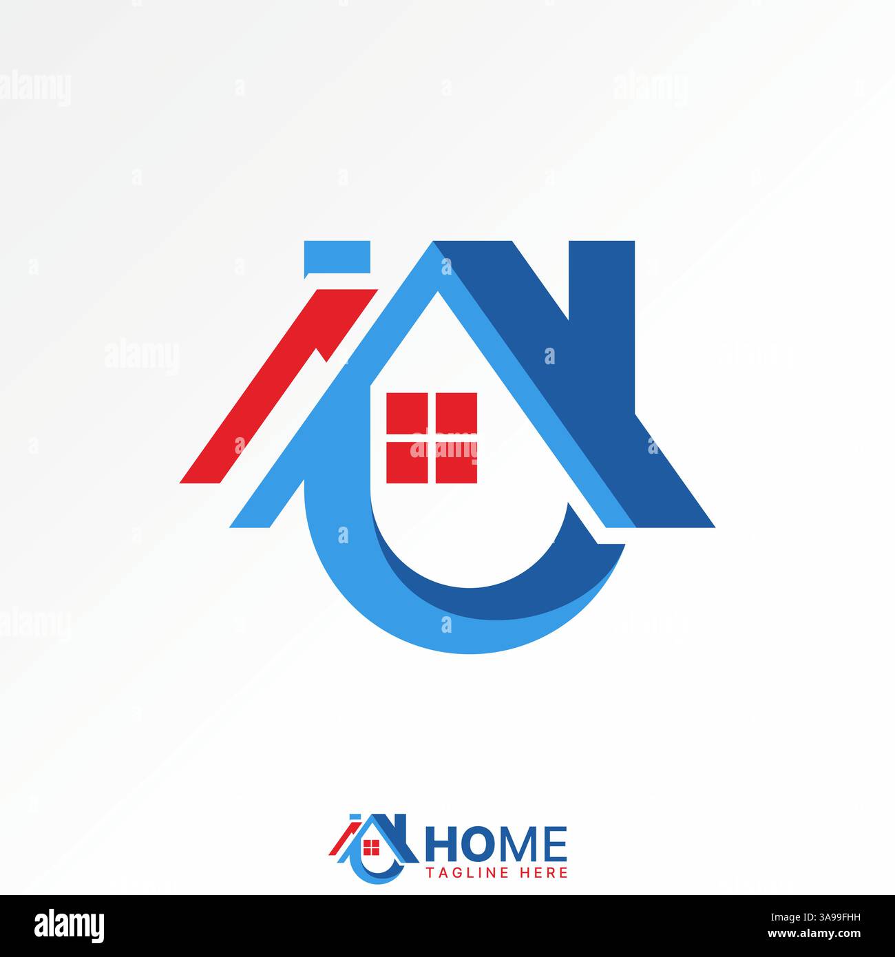 Design del logo concept grafico immagine vettoriale di alta qualità creativa TOP sell iniziale font U sans serif, finestra del tetto camino, monogramma Proprietà Home Illustrazione Vettoriale