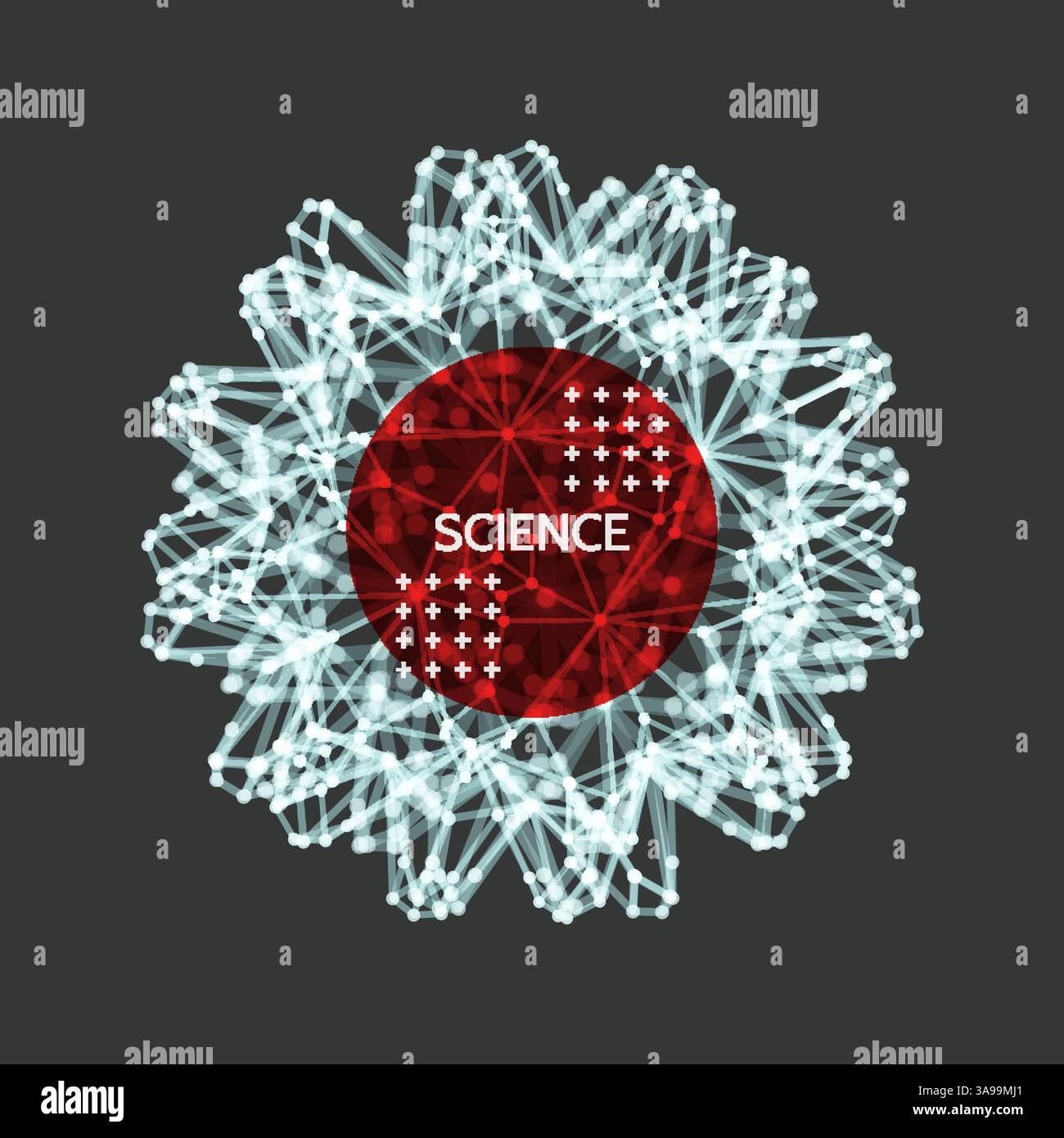 Cristallo. Oggetto con linee e punti collegati. Griglia molecolare. stile tecnologico futuristico 3d per chimica e scienza. Illustrazione vettoriale. Illustrazione Vettoriale