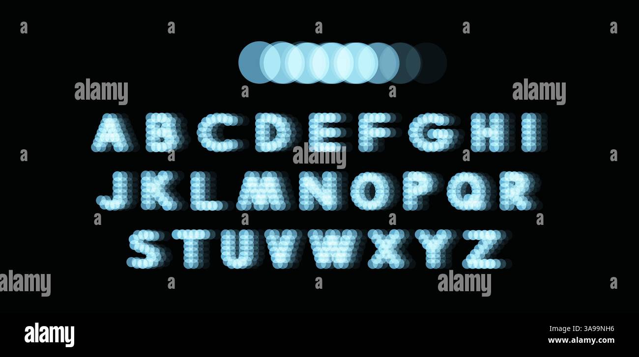 Luce al neon alfabeto. Font tratteggiato. Abstract sfondo vettoriale con lettera di segni. Gli elementi di design. Illustrazione Vettoriale