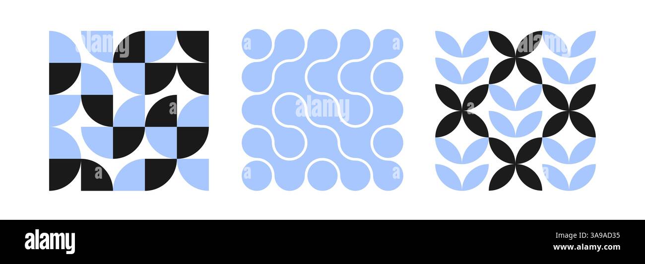 Set di poster geometrici, pattern bauhaus Shapes, collezione astratta di sfondi bauhaus, poster di design geometrico per scheda, invitati Illustrazione Vettoriale