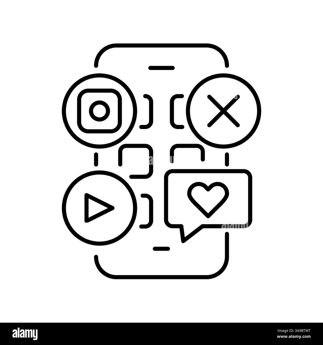 icona della linea nera delle piattaforme digitali. Elemento isolato vettoriale. Traccia modificabile. Illustrazione Vettoriale