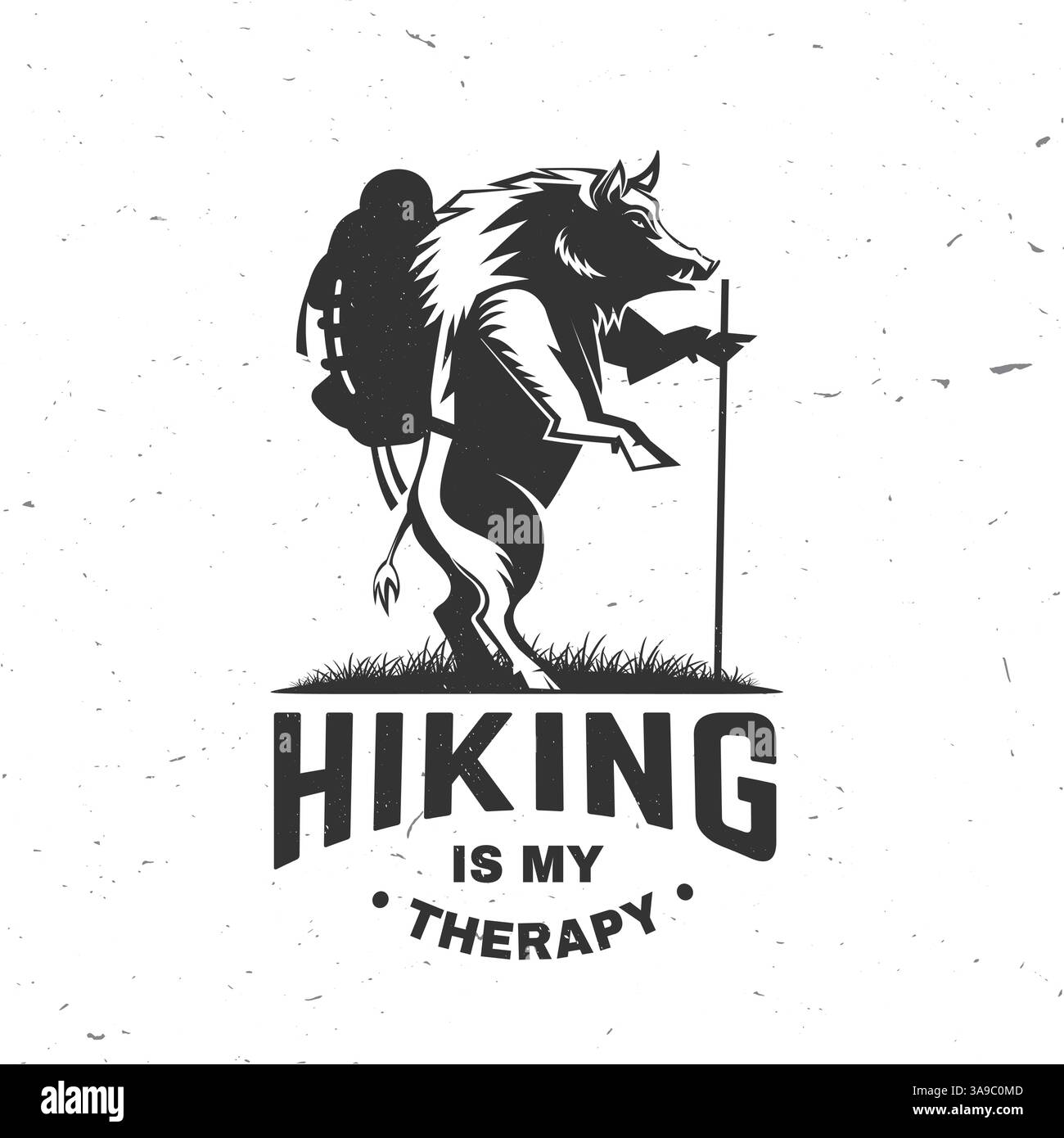 L'escursionismo è la mia terapia. Citazione campeggio. Illustrazione vettoriale. Concept per maglietta o logo, stampa, timbro o tee. Design tipografico vintage con Hiking Wild Illustrazione Vettoriale