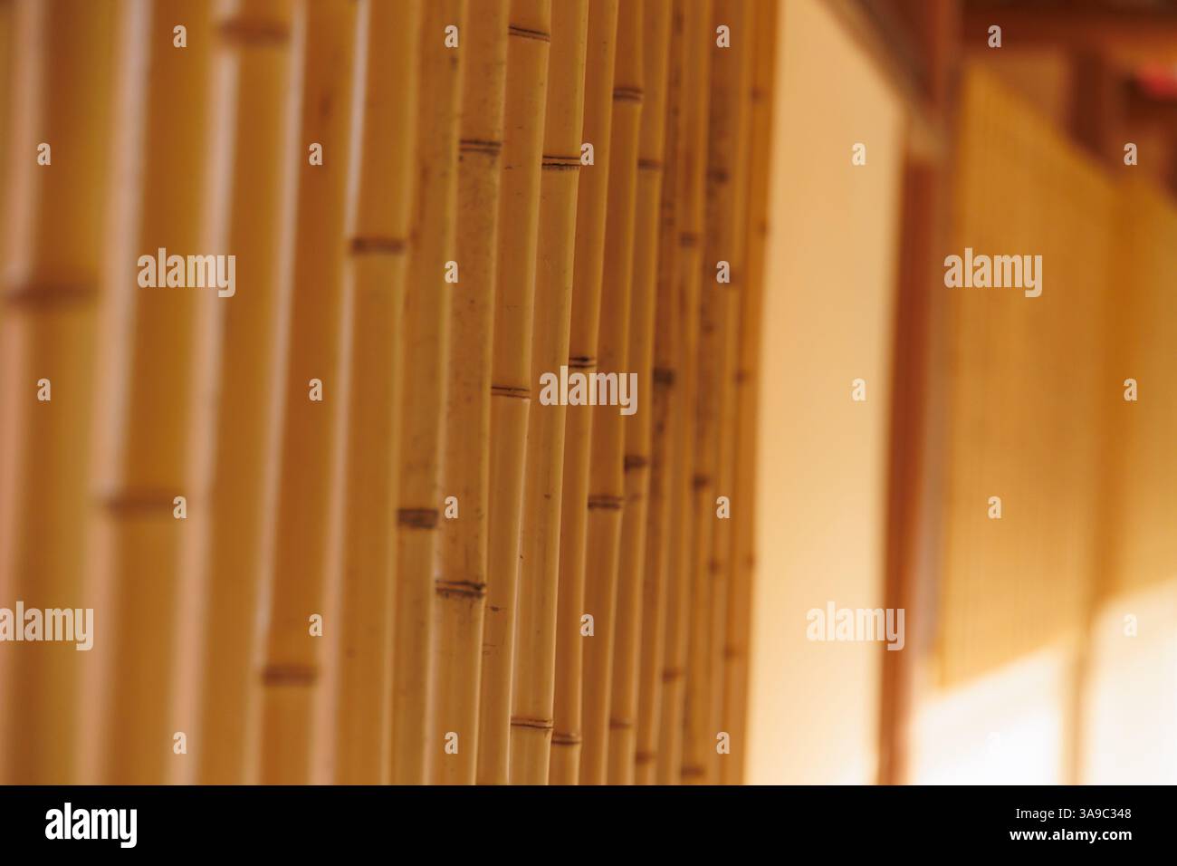 Pannello a parete giapponese in legno di bambù con griglia in stile finestra, vecchio schema a trama antica per lo sfondo Foto Stock Pannello a parete giapponese in legno di bambù con griglia in stile finestra, vecchio schema a trama antica per lo sfondo Foto Stock