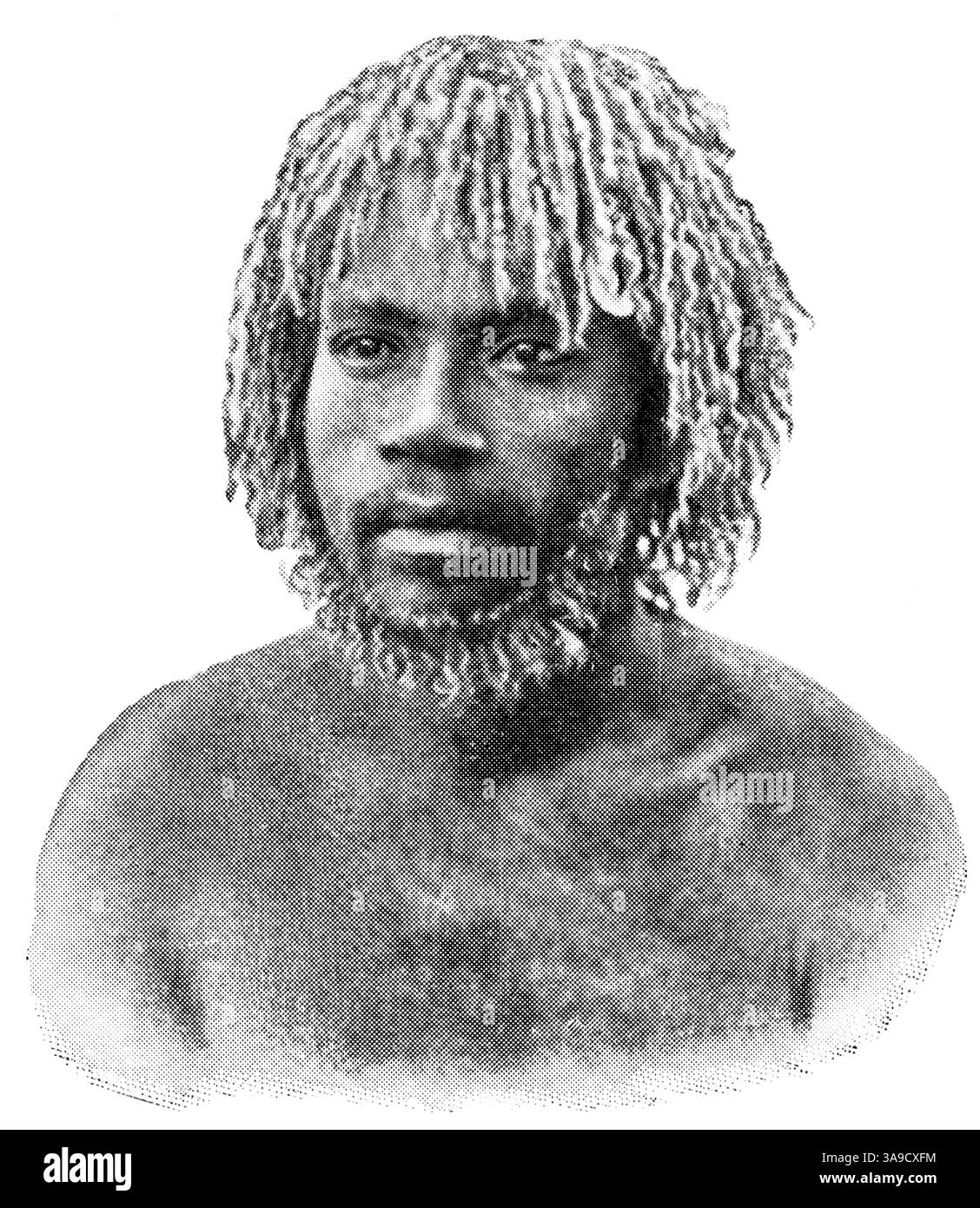 Gente dell'Australia e dell'Oceania. Ritratto di un uomo, aborigeno della nuova Britannia. Foto Stock