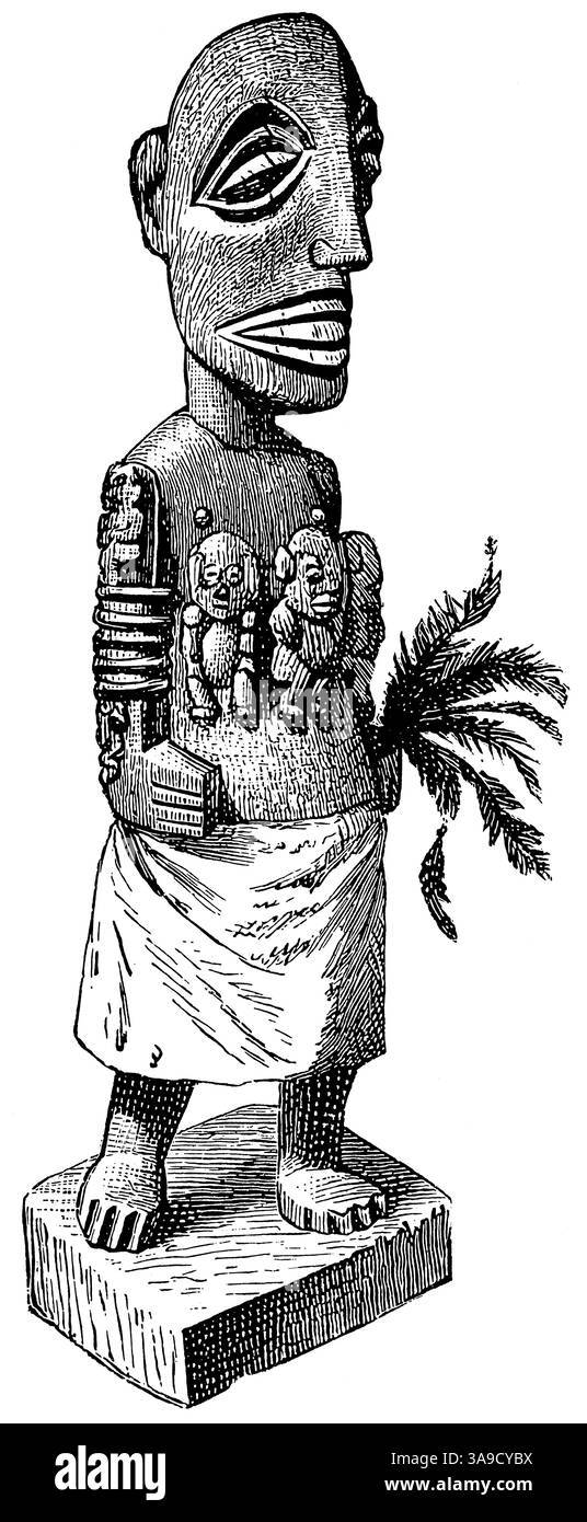 Incarnazione della divinità (tiki) nei santuari di famiglia. Idol di Tahiti. Artefatti polinesiani. Foto Stock